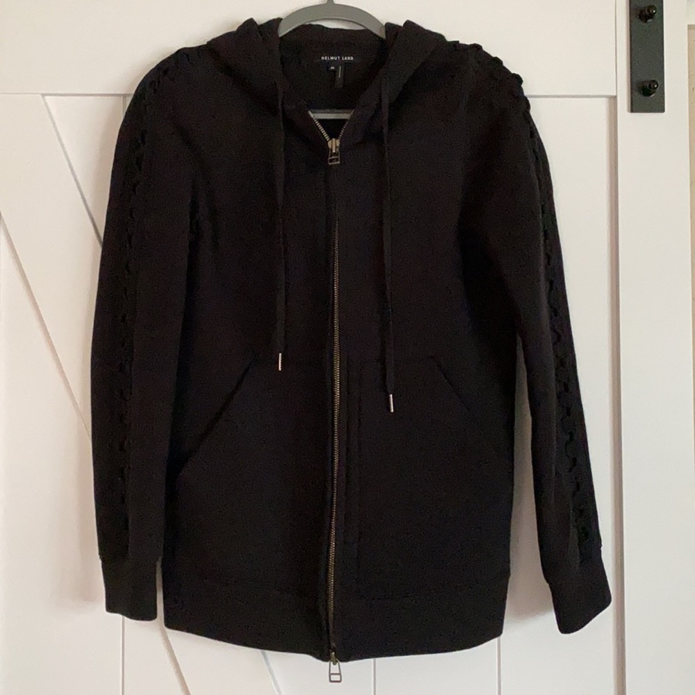 #205 Helmut Lang Black Full Zip Hoodie Size XS